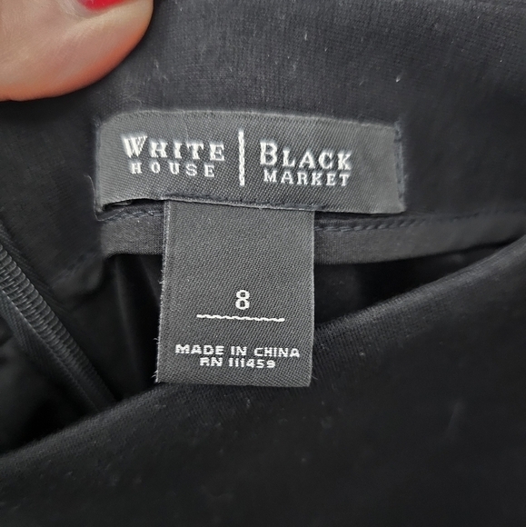 White House Black Market Black Silver Studded Pointe Pencil Skirt Size 8 - Picture 4 of 7